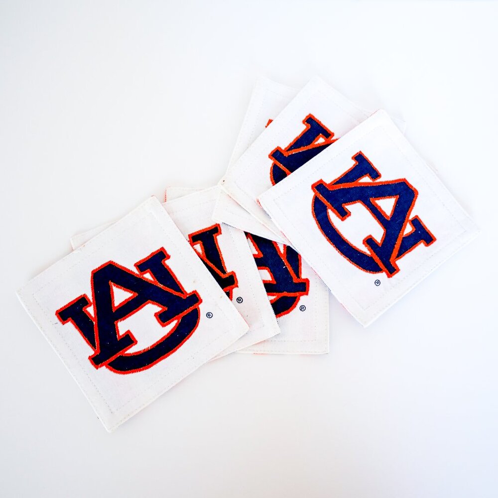 *NEW* Set of (6) Auburn Tigers, Auburn University Fabric Coasters
